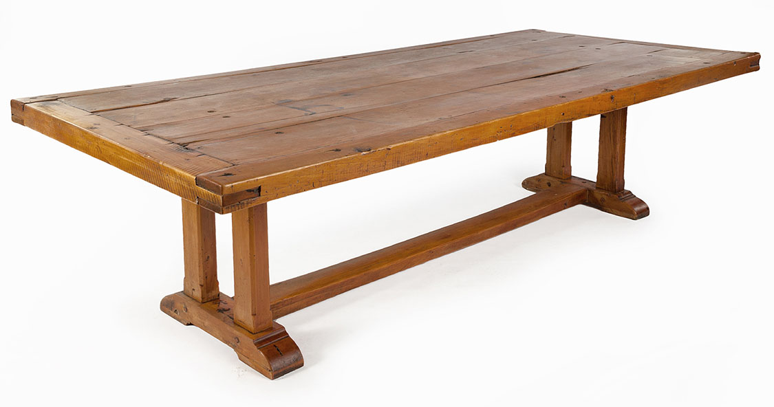 A YELLOWWOOD REFECTORY STYLE TABLE, MANUFACTUED BY PIERRE CRONJE