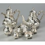 A GERMAN SILVER SIX PIECE TEA SERVICE