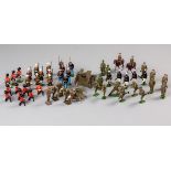 A COLLECTION OF LEAD TOY SOLDIERS AND A FIELD GUN, BRITAINS LIMITED, HUNSTANTON, ENGLAND