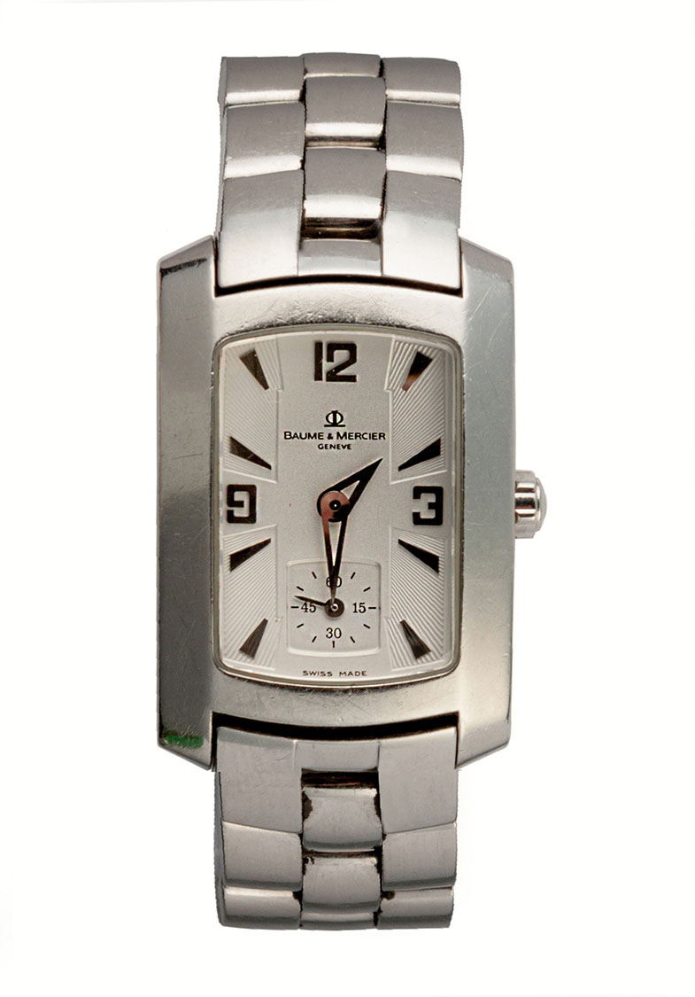 A LADY'S STAINLESS STEEL WRISTWATCH, BAUME ET MERCIER HAMPTON MILLEIS