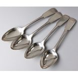 FOUR GEORGE IV SILVER FIDDLE PATTERN SERVING SPOONS, WILLIAM AND PATRICK CUNNINGHAM, EDINBURGH 1825