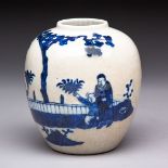 A CHINESE BLUE AND WHITE 'BOYS WITH ELDERS' GINGER JAR, QING DYNASTY, 19TH CENTURY