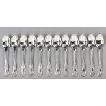 TWELVE VICTORIAN SILVER KING'S PATTERN TEASPOONS, FINLAY AND FIELD, GLASGOW 1843