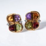 A PAIR OF GEM-SET EAR CLIPS