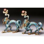 A PAIR OF CLOISONNÉ 'DRAGON' CENSERS, QING DYNASTY, 19TH CENTURY