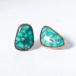 A PAIR OF TURQUOISE EAR CLIPS