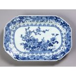 A CHINESE BLUE AND WHITE 'PEONY AND PRUNUS' PLATTER, QING DYNASTY, QIANLONG 1735 - 1796