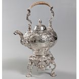 A GEORGE II SILVER KETTLE-ON-STAND, HENRY MORRIS, LONDON, 1755