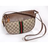 A VINTAGE GUCCI MONOGRAM CANVAS CROSSBODY BAG