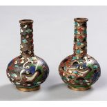 A PAIR OF CHINESE MINIATURE CLOISONNÉ 'DRAGON' VASES, QING DYNASTY, LATE 19TH CENTURY