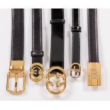 A GROUP OF FIVE VINTAGE GUCCI BELTS, 1960s - 1980s