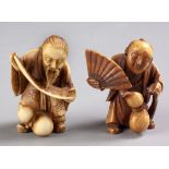 A JAPANESE IVORY NETSUKE OF A SCHOLAR, TAISHŌ PERIOD, 1912 - 1926