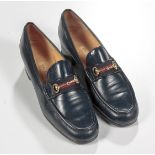A PAIR OF HEELED VINTAGE GUCCI MOCCASINS