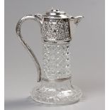 A VICTORIAN SILVER-MOUNTED CUT GLASS CLARET JUG, CHARLES BOYNTON, LONDON, 1893