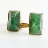 A PAIR OF JADE-LIKE STONE CUFF LINKS