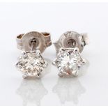 A PAIR OF DIAMOND EAR STUDS