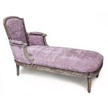 AN UPHOLSTERED CHAISE LONGUE, 19TH CENTURY