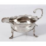 A GEORGE II SILVER SAUCE BOAT, MAKER'S MARK RUBBED, LONDON,1744