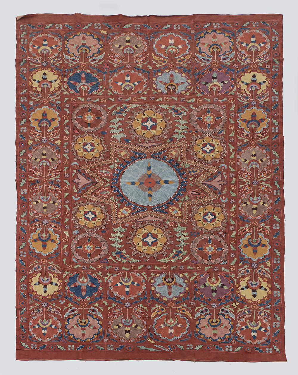 All Silk Bukhara Medallion Design Suzani