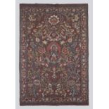 All Silk Aubergine Kashmir Carpet Design Suzani