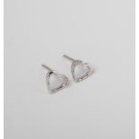 SILVER CREATED WHITE SAPPHIRE AND DIAMOND OPEN HEART EARRINGS