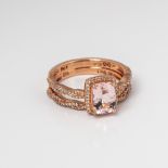 9CT ROSE GOLD MORGANITE AND DIAMOND TWIST TWINSET