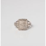 9CT WHITE GOLD MULTISTONE MICROPAVE DRESS RING