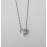 SILVER CREATED WHITE SAPPHIRE AND DIAMOND HEART PENDANT ON A 45CM CHAIN