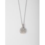 SILVER DIAMOND CUSHION SHAPED PENDANT ON A 45CM CHAIN