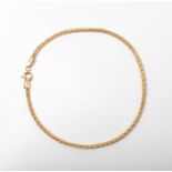 A 9CT GOLD WHEAT LINK BRACELET