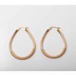 A 9CT GOLD DROP HOOP EARRINGS