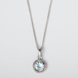 SILVER BLUE CRYSTAL PENDANT ON CHAIN
