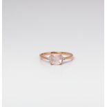 9CT ROSE GOLD ROSE QUARTZ AND DIAMOND DRESS RING