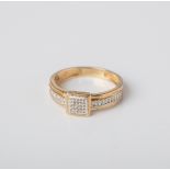 9CT TWO TONE GOLD SQUARE MULTISTONE DRESS RING