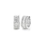 AN 18CT WHITE GOLD DIAMOND TRIPLE ROW MASTERPIECE HOOP EARRINGS