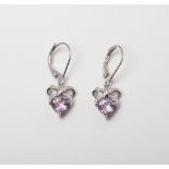 9CT WHITE GOLD AMETHYST BOW EARRINGS