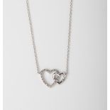 SILVER DIAMOND INTERLINKED HEART PENDANT ON CHAIN