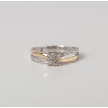 9CT GOLD AND SILVER MULTISTONE DIAMOND ROUND PROMISE RING