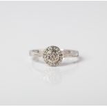 9CT WHITE GOLD MULTISTONE DIAMOND HALO RING