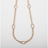 A 9CT GOLD OVAL FANCY LINK CHAIN