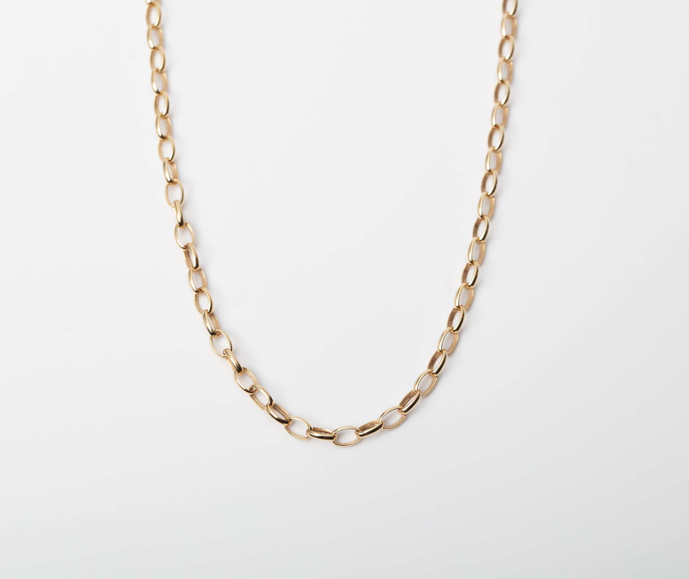 A 9CT GOLD AND SILVER BONDED ROLO CHAIN