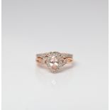 9CT ROSE GOLD PEAR SHAPED MORGANITE AND DIAMOND TWINSET