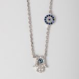 SILVER CZ HAMSA NECKLACE