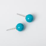 SILVER TURQUOISE BALL STUDS