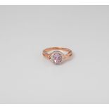 9CT ROSE GOLD OVAL AMETHYST AND DIAMOND TWIST DRESS RING