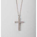 SILVER DIAMOND CROSS PENDANT ON A 45CM CHAIN