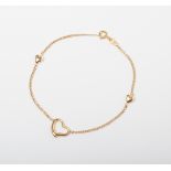 A 9CT GOLD & SILVER BONDED HEART BRACELET