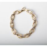 A 14CT AND SILVER BONDED FANCY LINK BRACELET