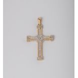 9CT GOLD MULTISTONE DIAMOND CROSS PENDANT