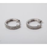 SILVER WHITE SAPPHIRE AND DIAMOND HOOP EARRINGS